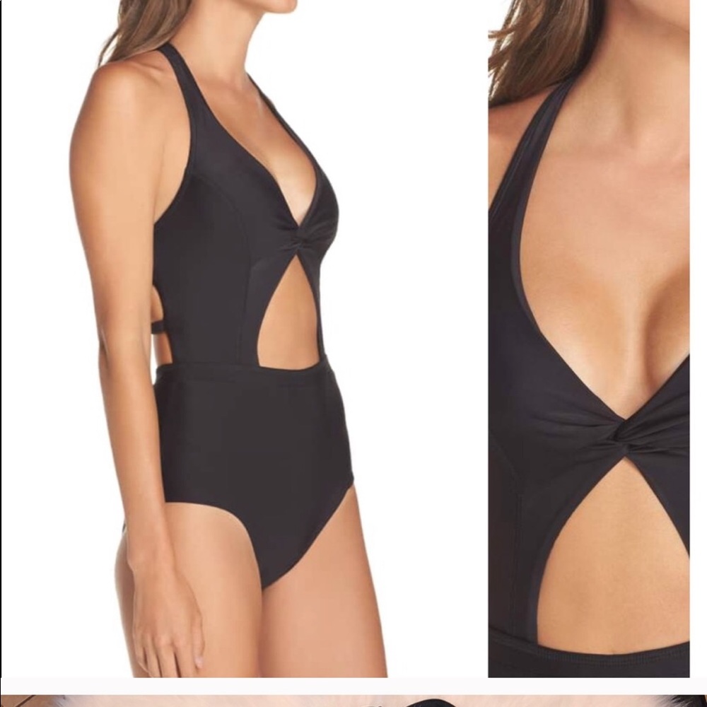 Rebecca Virtue Black one piece cut out swim suit - Picture 2 of 8
